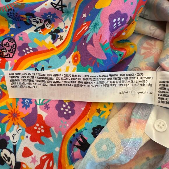 Disney Pride Collection Mickey Mouse Short Sleeve Button Down Shirt Medium NWOT - Picture 11 of 15